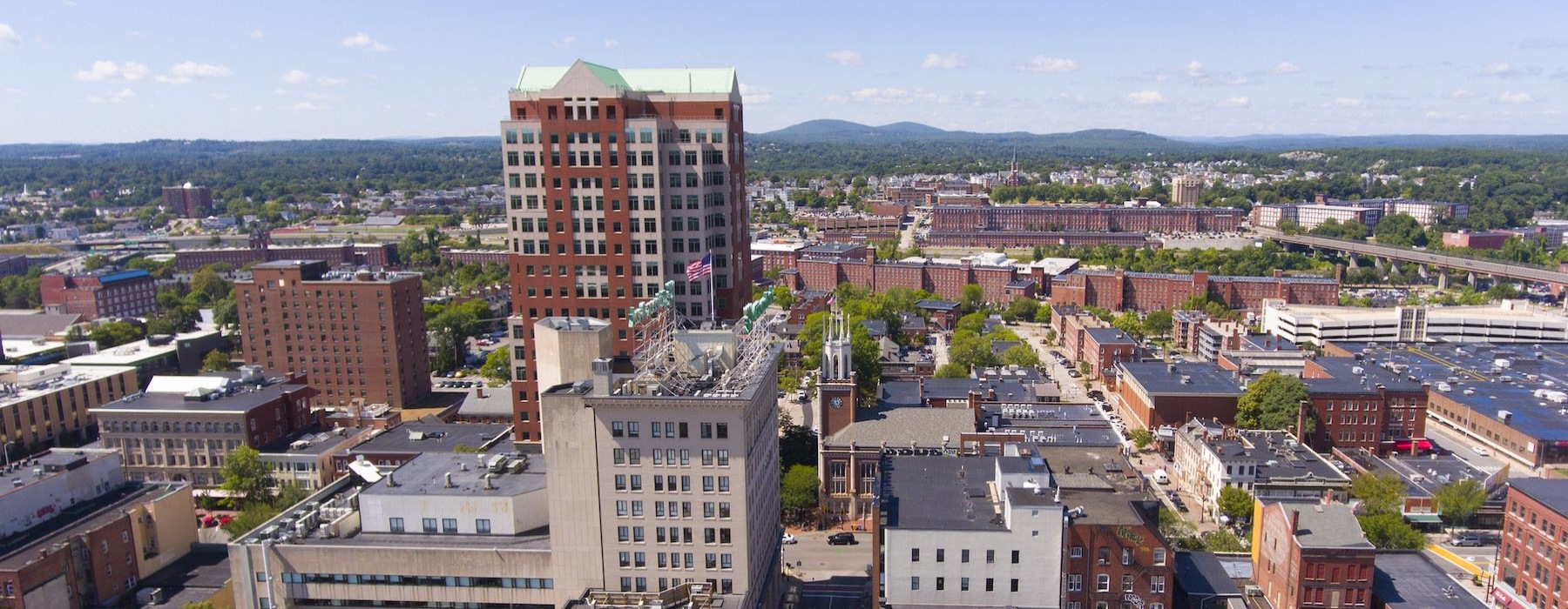 an aerial view of a city